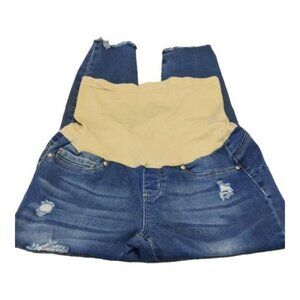 Bella Vida Maternity Denim Blue Jeans Size M GUC Full Front Panel #3093